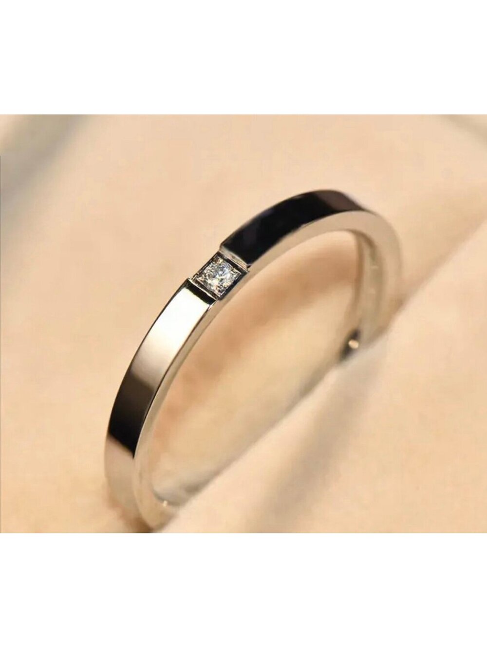 New - Titanium Steel Ring Inlaid With Zirconia - Size 7